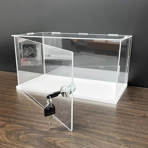 Vibeo Acryl Vitrine Acrylbox für Actionfiguren mit Schloss und Schlüssel, Staubdichte Transparente Vitrine zum Ausstellen/Sammeln, Aufbewahrungsbox mit Tür(20x15x40cm(8x6x16))