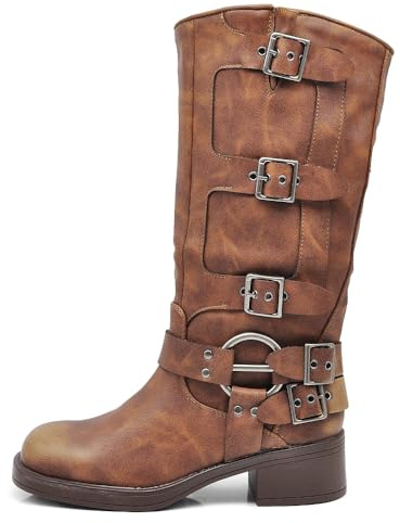IF Fashion Bottines pour femme Biker Motocycliste à la cheville avec multiples boucles Anfibi 660-3, 40 EU