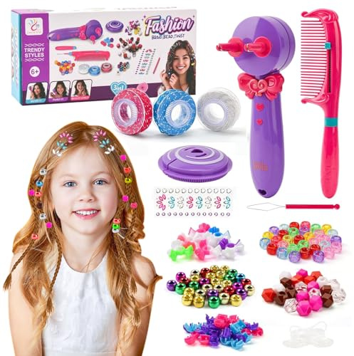 Automatisk hårflätning, automatisk hårflätningsmaskin med gör-det-själv-tillbehör, hårbedazzler-kit, hårstyling, ädelstenar, verktyg, hårprydnad, flicka, leksak, present, flicka 3–12 år