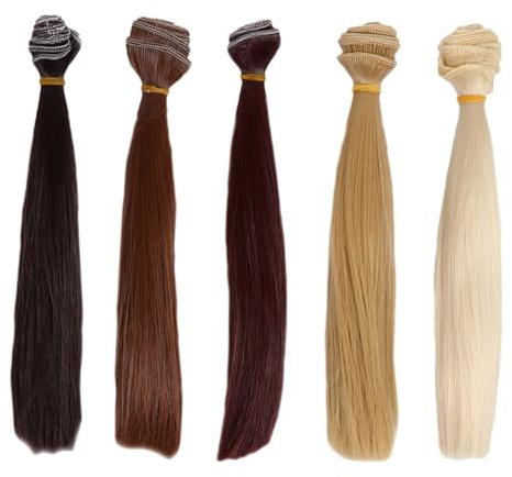 Gatuida 5 Stück Packung Puppenperücken Haarverlängerungen Für Puppen Hitzebeständig Glattes Kunsthaar 1m x 20cm Selbstgemacht Haarteile Für Cosplay Und Puppenstyling