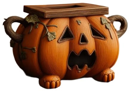 Caja de pañuelos de calabaza para pañuelos, elegante servilletas, espacio de almacenamiento para el hogar, pañuelos cosméticos de Halloween, caja para baño, dormitorio, comedor u oficina