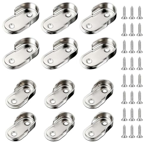 12 Pezzi Supporto Asta Armadio, Accessori Armadio Interno, Supporto per Tubi per Armadio con 24 Viti, per L'Estremità Dell'Asta Binario Per asta appendiabiti per armadio (Lega di Alluminio)