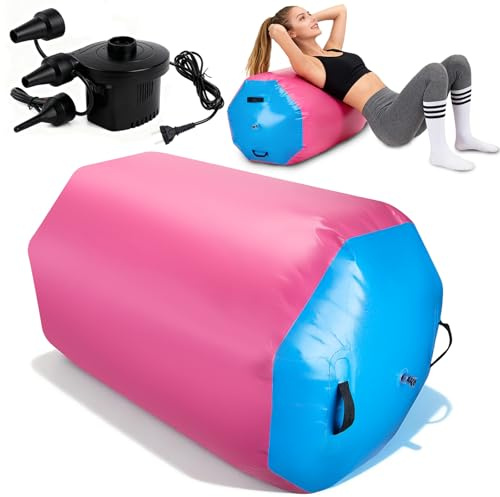 Colchoneta Gimnasia Ritmica, Air Roll Colchoneta Gimnasia Artistica, AirTrack con Bomba de Aire Eléctrica, Barril de Gimnasia, Esterilla de Gimnasia Plegable para el Hogar al Aire Libre 90/70cm