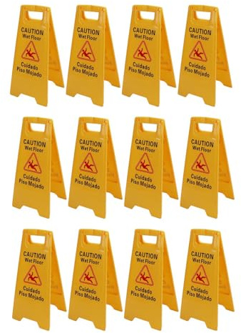 Respicefinem 12 Pezzi Cartello per Pavimento Bagnato Pieghevole con Cornice Cartello di Attenzione in Plastica a Doppia Faccia per Uso Interno ed Esterno