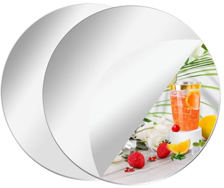 PopularLdo 2 pannelli a specchio rotondi per decorazioni da tavolo, vassoi a specchio, piastre rotonde per decorazione da tavolo, candele a specchio piatte per decorazioni da tavolo, matrimoni, lavori
