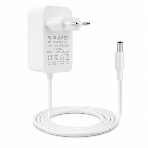 Netzteil 12V 3A 36W, Steckernetzteil 5,5×2,5mm, 2M Kabel, Weiß | Transformator AC 110-240V zu DC 12V, Steckernetzteil für LED-Router CCTV Kamera LCD Monitor Router und TV Box Ladegerät