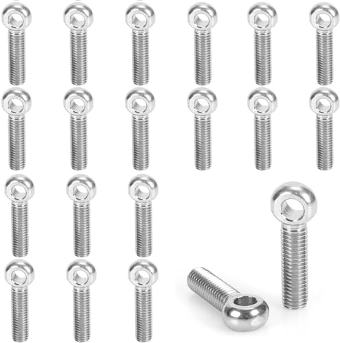 20 pernos giratorios de ojo de pez, M5 x 20 mm, tornillo anular, perno de ojo de ojo 304, acero inoxidable 304, perno de ojo de elevador, tuerca anular para la industria automotriz, válvulas, tubos