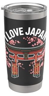 Me encanta la puerta Torii de los cerezos en flor de Japón Vaso térmico de acero inoxidable de doble pared