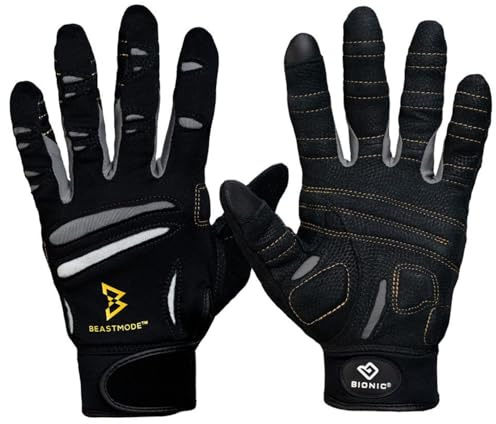 Bionic The Official Glove of Marshawn Lynch Gloves Beast Mode Women's Full Finger Fitness/Lifting Gloves w/Natural Fit Technology, Black (Pair)… (Small)