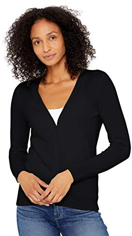 State Cashmere Women's Button Front V-Neck Cardigan 100% Pure Cashmere Long Sleeve Sweater (Black, X-Large)