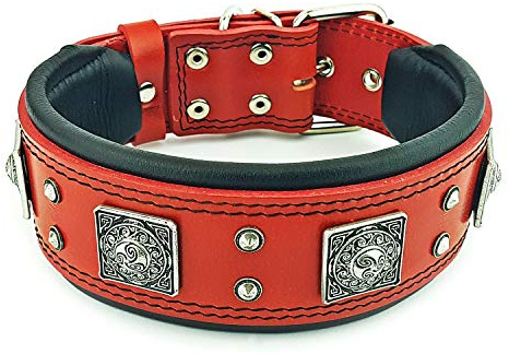 Bestia™ EROS Hundehalsband für große Hunde. 100% Leder. Weich gepolstert. | Größe L- 50 bis 60 cm Halsumfang, 6,3 cm breit