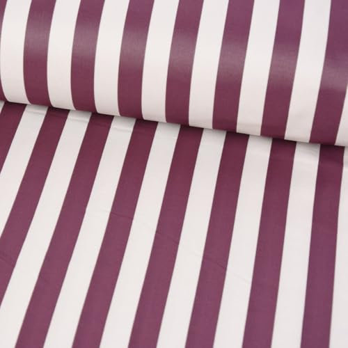 Schöner Wohnen Dekostoff Wendestoff Porto Streifen weiß aubergine 124cm Breite