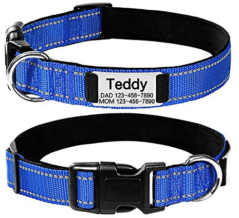 Personalisiertes Hundehalsband mit Namensschild, geräuschlos, individuelle Gravur, Haustier-ID-Tags, reflektierende Halsbänder, Training für kleine, mittelgroße und große Hunde