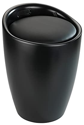 Wenko Sgabello Candy Black opaco - Sgabello da bagno, con sacco biancheria estraibile, ABS, 36 x 50.5 x 36 cm, Nero