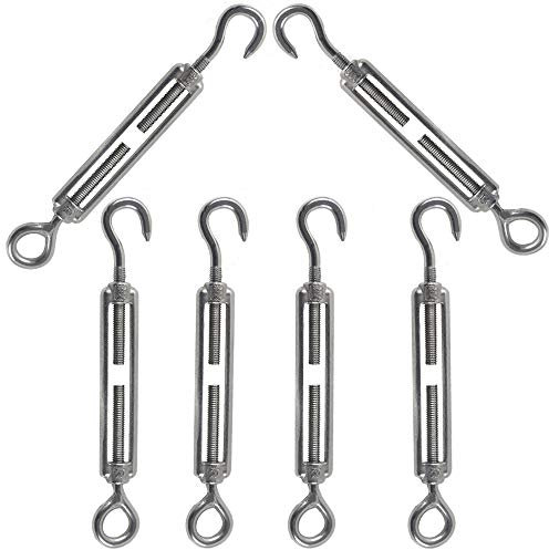 Rshuhx M5 Tenditore Corda Tensione Acciaio Inox 304 Gancio & Occhio Tenditore Fune Tension Gancio Regolabile del Tenditore Per Regolare i Cavi Delle Funi Tendalino 6PCS