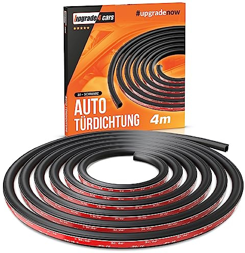 Upgrade4cars Auto Türdichtung Selbstklebend 4 Meter D Profil Schwarz | Gummidichtung halbrund | für Autotür & Kofferraum | Universal Dichtung | pflegeleicht & langlebig