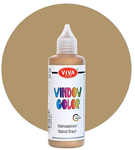 Viva Decor Window Color (Walnussbraun, 90 ml) Fenstermalfarben für wieder abziehbare Bilder und Sticker für Deko, Spiegel, Fliesen, Vasen und Fenster - Made in Germany