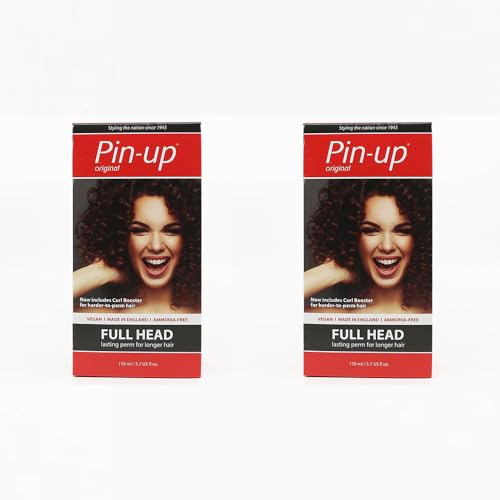 Pin Up Full Head Home Perm Kit, set de permanente casera para rizos naturales y duraderos, rico en proteínas para un cabello suave y brillante, apto para todo tipo de cabello, 2 x 170 ml