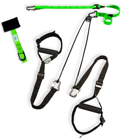 eaglefit - Premium Sling-Trainer „Flex“ Komplettsystem für Zuhause mit Umlenkrolle, Türanker, Wand- oder Deckenhalterung & Zubehör zur vielseitigen Befestigung an Wand, Decke, Tür, Balken, Baum (grün)