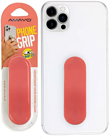 Amayo Handy Fingerhalter Dünn – Handy Ring & Griff Selbstklebend – Phone Grip Smartphone – Fingerhalterung Handy mit Ständer – Sicherer Halt für iPhone & Android - (Matt Serie - Rot)