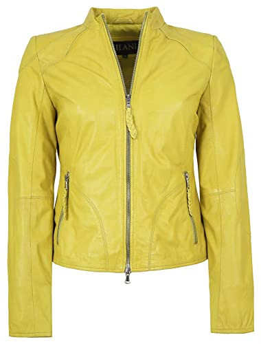 Jilani - Damen Echtleder Lederjacke Lammnappa gelb pflanzlich gegerbt Größe 40