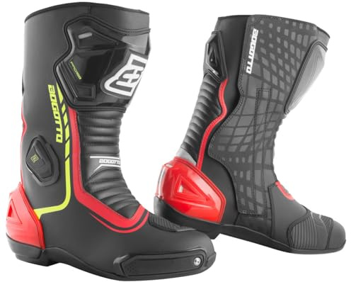 Bogotto Race-X Motorrad Stiefel, schwarz/rot/gelb, 46
