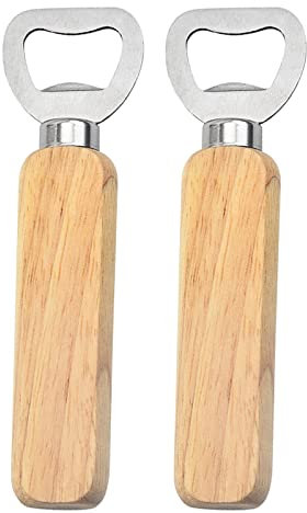 MOJOTIC 2 Stück Flaschenöffner Holz,Bieröffner,Personalisierter Flaschenöffner mit Holzgriff,für Zuhause,Küche,Bar,Geschenk Kapselheber