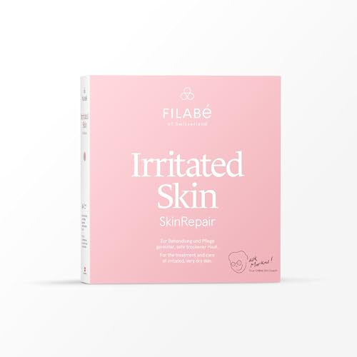 Irritated Skin – Zur Behandlung von empfindlicher Haut mit Rötungen und trockenen, gereizten Stellen. Packung für 28 Tage. Vegan und ohne Zusatzstoffe – Swiss made by Filabé of Switzerland