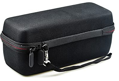 subtel® Lautsprechertasche für JBL Flip 5, Flip 6 Lautsprecher Karabiner Tasche Musikbox Transport Speaker Case Tragetasche Hülle - stoßfest, gepolstert, schwarz