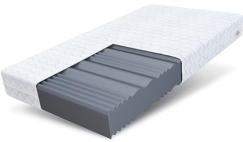 FDM Comfort Plus Schaumstoffmatratze 90x200 cm Höhe 20 cm 7-Liegezonen Matratze Kaltschaum H3 Öko-Tex Allergikergeeignet Bezug Waschbar Abnehmbar Weiß