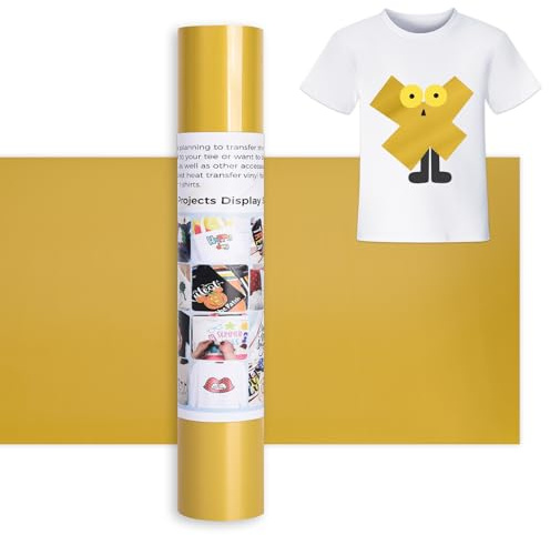 IModeur 12 Ft Plotterfolie Textil Gold – 30,5 x 366 cm Flexfolie Plotter Textil Gold für Silhouette Cameo, Kleidung, Mützen, Hosen, andere Stoffe