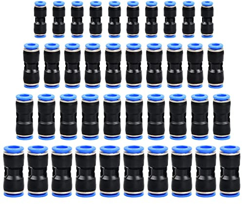 Zsanhua 40 Pcs Pneumatic Fittings, Straight Push Fit Connectors Quick Push in Straight Union for 4/6/8/10 mm Air Water Hose