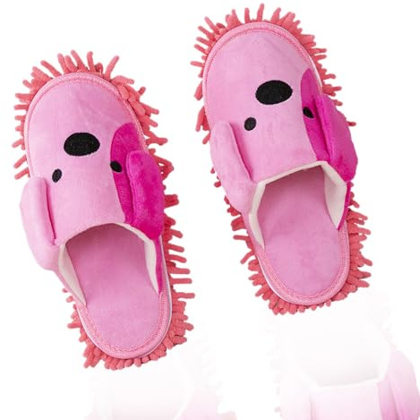 Red Floor Cleaner Mop Slippers mit Microfaser für Bad, Küche & Büro - Staub & Schmutz Reinigungstool (Rot)
