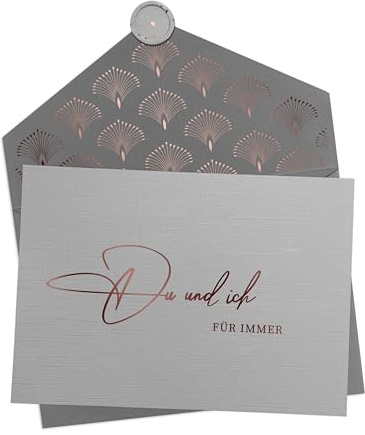 Joli Coon Du und Ich für immer Karte mit Kuvert und Wachssiegel | 350g strukturiertes Designerpapier, Roségoldveredelung, Platz für persönliche Worte, Premium-Papeterie