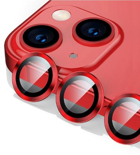 Camera Protectors Compatible with iPhone 13 13 Mini A Set of 2 Red Glass