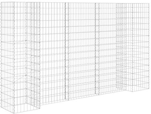 Chusui H-förmiger Gabionen-Pflanzkorb, Hochbeet Metall, Gabionen Zaun, Steinkorb Blumenkasten, Steinkorb-pflanzkübel, Gabionen Hochbeet, Stahldraht 260x40x150 cm
