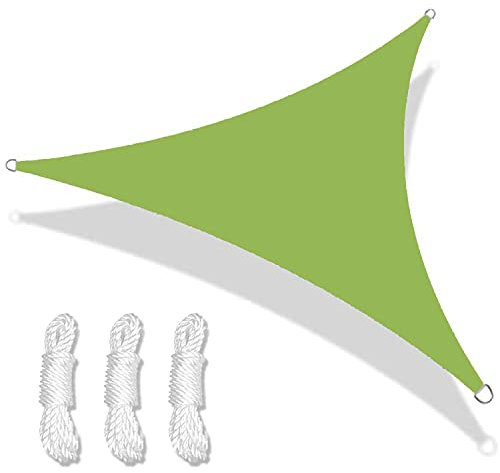 KAYBTNT Vela Ombreggiante Triangolare Impermeabile, Tenda da Sole per Esterno, Tenda a Vela 98% Anti UV, Telo Ombreggiante per Terrazzo Giardino Balcone Orto,Verde,4x4x4m