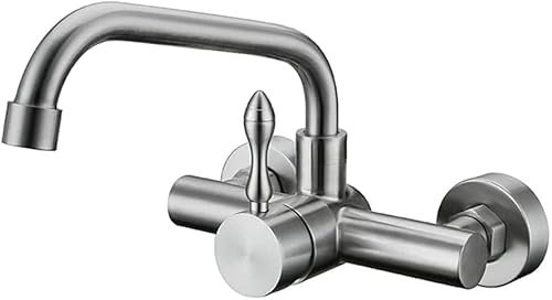 Mischbatterie Küche Wandmontage Amatur Küchenspüle Gebürstet 360° Drehbar Küche Wasserhahn Spüle Küchenarmatur Küchen Wasserhahn