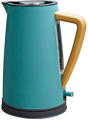 Bouilloire en Acier Inoxydable, Bouilloire Électrique 2000W 1.7L Conception de Poignée en Bois à ébullition Rapide avec Arrêt Automatique et Protection contre la Surchauffe, 16 * 23 cm,Darkgray