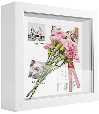 TOUYINGER 3D Bilderrahmen zum Befüllen, 20 x 20cm Bilderrahmen Tief Rahmen Objektrahmen Geldgeschenk Objektrahmen Personalisierte Holzrahmen für Hochzeit, Geburtstag, Taufen, Reisen