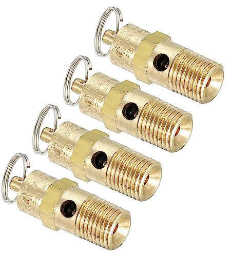 PATIKIL 1/4 Male NPT Safety Valve, 4 Pack Pressure Release Valve for Air Compressor, 125 PSI Set Pressure