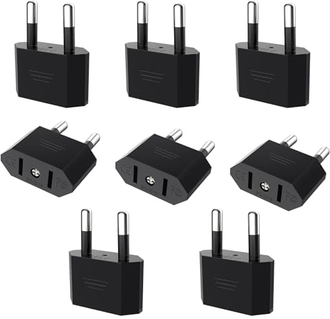 VIEVRE US to EU Adapter, 8 Stück US Stecker Adapter Auf EU, Adapter USA Deutschland für Geräte mit USA-Netzteil, Schwarz