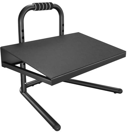 WORLDLIFT Fußstütze Schreibtisch, Höhenverstellbar mit Softgrip-Griff, Untertisch-Fußstütze für Stehen und Sitzen, Stahlrahmen, Schwarz