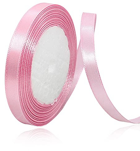 Rosa 10mm Breit Satinbands, 22 Meters Schleifenband, Geschenkband für Geschenkverpackungen, DIY Handwerk, Blumensträuße, Nähprojekte, Schleifenherstellung, Geburtstags- und Hochzeitsdekorationen
