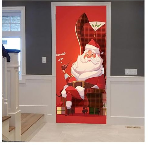 Türaufkleber Türtapete Türbilder Türposter Frohe Weihnachten Thema Weihnachtsbaum Tür Wandbild Selbstklebende Kinder Geschenk Aufkleber Tapete Home Schlafzimmer Dekor Aufkleber(M,40x120cm)