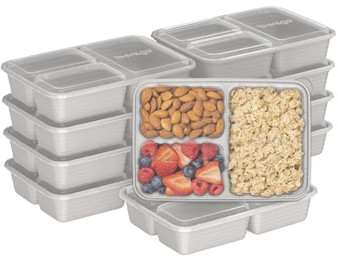 Bentgo Prep 3-Compartment Meal Prep Containers with Lids, 20 Piece Set