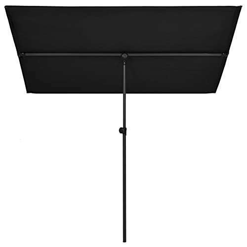 Gecheer Ombrellone,Parasole,da Esterno,Nero,Palo in Alluminio,Pieghevole,Portatile,180x110 cm,Ombrellone da Spiaggia,Ombrellone da Mare,per Terrazzo,da Patio,da Piscina,Ombrellone da Sole