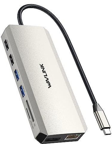 WAVLINK Docking station USB C - Doppio monitor, triplo display, 5 porte USB, Ethernet, audio - per MacBook, Dell, HP, Lenovo, Surface