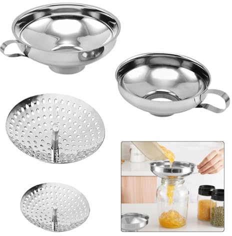 DeryArcle 2 Stück Multifunktionaler Einmach Trichter, Küche Trichter mit Griff, Einkochtrichter Set mit Griff für Küche Marmelade Flüssigkeit Öl Pilvern Bohnen (Groß und Klein).
