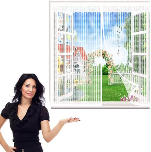 175x165cm(W*H) Fly Screen Window to Open & Close - Self-Adhesive Insect Screen Roller Blind